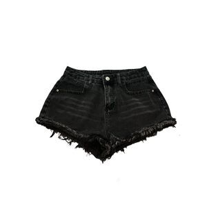 Black High-Waisted Distressed Shorts - Size 4